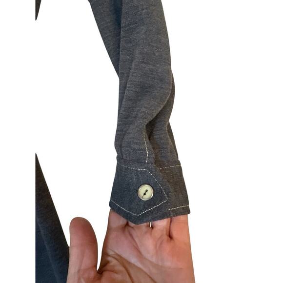 Vintage Fritzi Women's Soft Belted Button Up Shirt Dress Size M Gray Long Sleeve - Picture 4 of 8